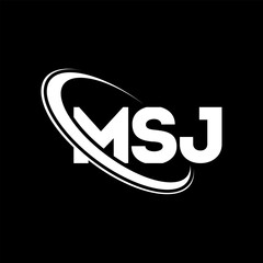 MSJ logo. MSJ letter. MSJ letter logo design. Initials MSJ logo linked with circle and uppercase monogram logo. MSJ typography for technology, business and real estate brand.