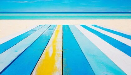 Obraz premium Seafaring Style: Old Blue Wooden Plank Set Against Vintage Beach Wood