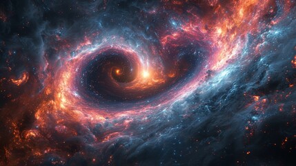 a large black hole in the middle of a space filled with stars and a black hole in the middle of the space.