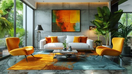 A Living Room With Furniture and Painting