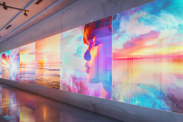 An AI-enhanced art gallery wall that dynamically adjusts displayed artworks based on mood, time of day, and visitor preferences, creating a constantly evolving visual experience.