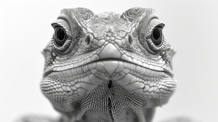 a close up of a lizard's face with a white back ground and a white wall in the background. - obrazy, fototapety, plakaty