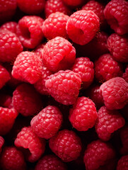 close up of ripe raspberries