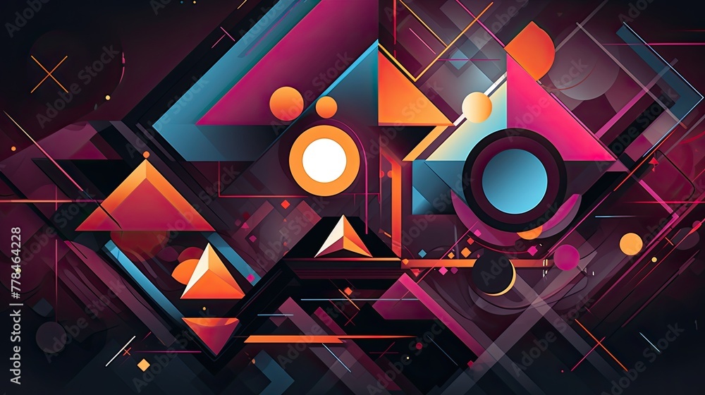 Poster abstract vector design featuring intricate geometric shapes, seamlessly blending together to create 