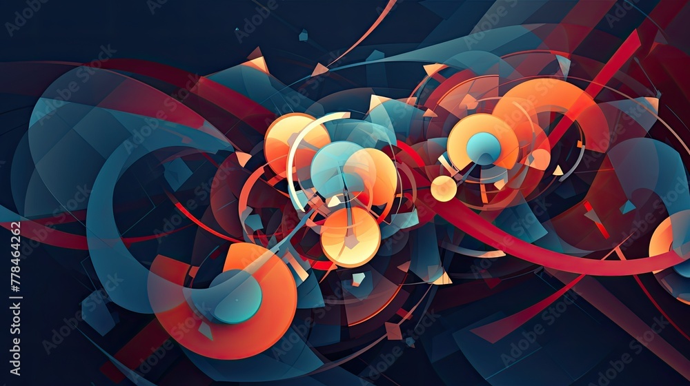Poster abstract vector design featuring intricate geometric shapes, seamlessly blending together to create 