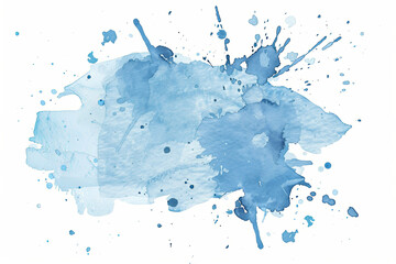 Transparent watercolor pastel blue splash on white background. Versatile for adding serene accents in designs, presentations, and digital creations