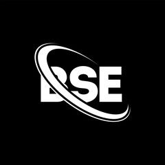 BSE logo. BSE letter. BSE letter logo design. Initials BSE logo linked with circle and uppercase monogram logo. BSE typography for technology, business and real estate brand.