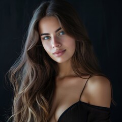 portrait of a beautiful woman with a long hair,