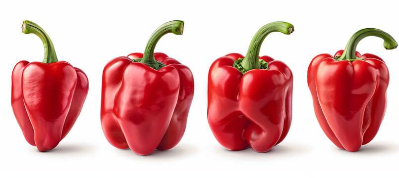 The bell pepper also known as sweet pepper, is the fruit of plants, white background