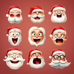 Santa Claus emoticons with various emotions сreated with Generative Ai