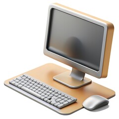 Fototapeta premium Desktop computers for creating a case or presentations. Template for the designer. 3d rendering.AI generated