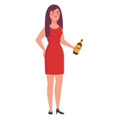 stag party woman with beer bottle