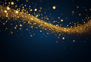 Luxurious abstract background. A blend of dark blue and gold particles with a bokeh effect. Hints...