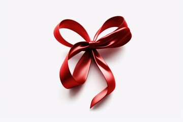 Crimson Elegance: A Vibrant Red Ribbon on a Pure White Canvas. White or PNG Transparent Background..