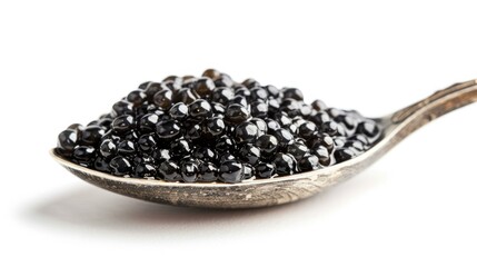 Indulge in the Black Caviar Delicacy - Closeup Spoonful of Appetizing Breakfast for Celebrations