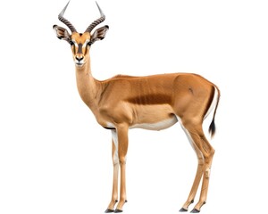 Isolated Male Impala on White Background. African Gazelle Antelope in Wild Animal Concept