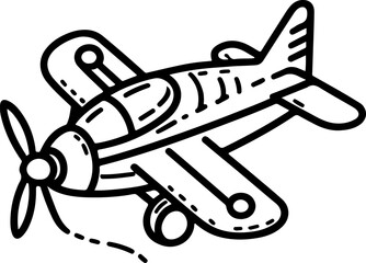 Plane toy black outline vector illustration.