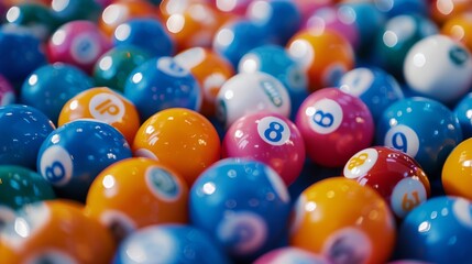 a pile of colorful pool balls with numbers on them