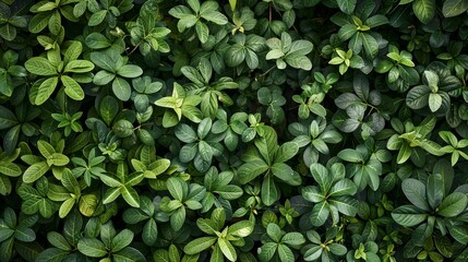Fototapeta premium The ground is covered with tropical green leaves, 