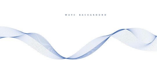 Abstract vector background with blue wavy lines. Blue wave background. Blue lines vector illustration. Curved wave. Abstract wave element for design.
