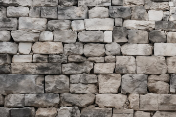 A wall made of gray and white stones