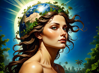 mother earth day concept. artistic image of mother earth