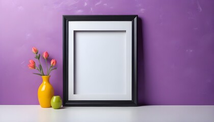 Front view of photo frame as interior decoration