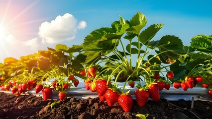 Fresh Red Strawberry in plant 