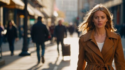 Fototapeta premium Woman walking through the city