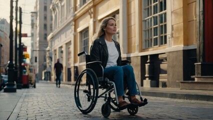 Woman in a wheelchair exploring the city
