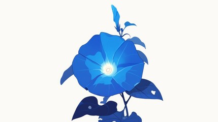 Affirmation Card with Morning Glory Flower Illustration Generative AI - obrazy, fototapety, plakaty