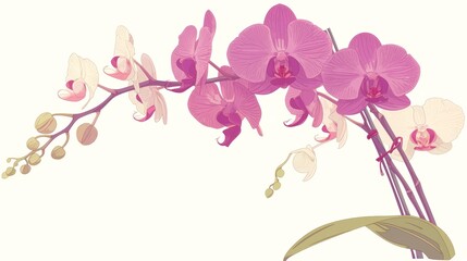 Minimalist Aesthetic Illustration of a Single Orchid Bloom Generative AI