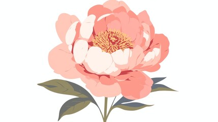 Peony Flower Illustration - Minimalist Affirmation Card Generative AI