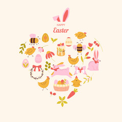 Happy Easter vector greeting card. Vector illustration