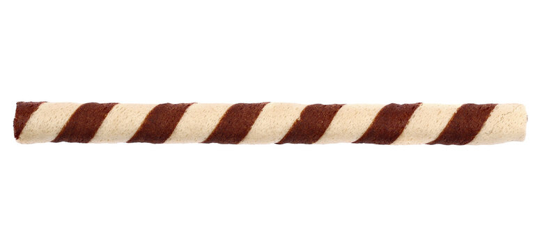 Wafer cookie stick with cocoa isolated on white, clipping