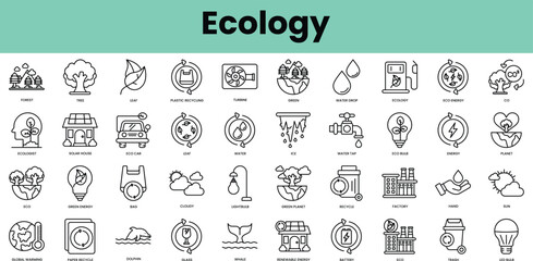 Set of ecology icons. Linear style icon bundle. Vector Illustration