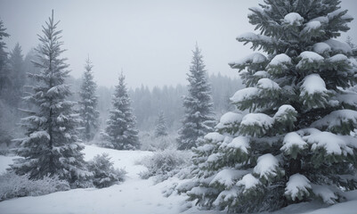 Fototapeta premium snow covered pine trees