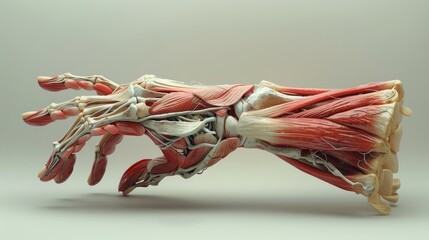 Obraz na płótnie Canvas Anatomical 3D hand model, muscles, veins