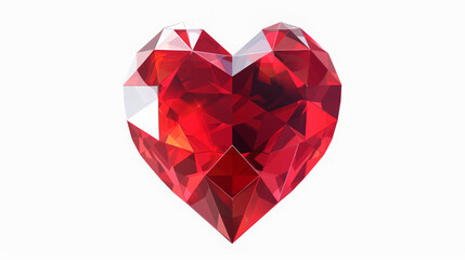 heart shaped diamond. A red gemstone heart, beautifully faceted, symbolizing love and luxury, perfect for jewelry design or Valentine's Day themes.
