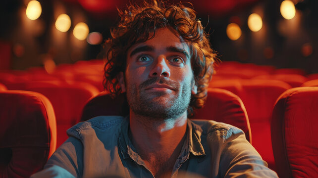 Man watching a movie in the cinema