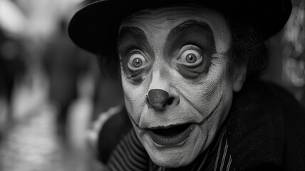 Man in clown makeup and costume