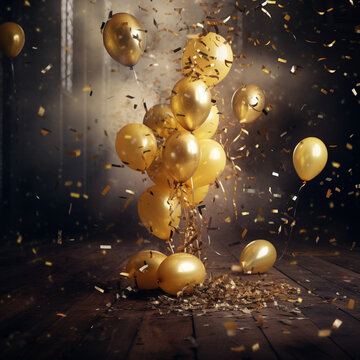 golden christmas ballons