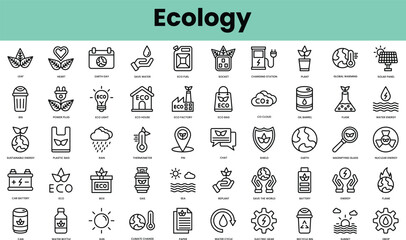 Set of ecology icons. Linear style icon bundle. Vector Illustration