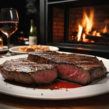 Steak. For food market or restaurant. Background for design, print, card, banner, poster, flyer, advertising, wallpaper, menu.