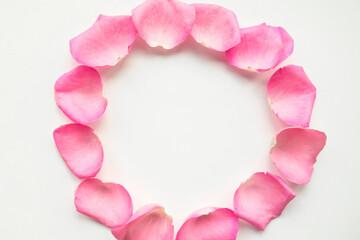 Rose petals round mockup frame. Love concept