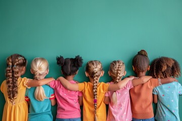 Group of Little Girls Standing Together