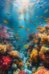 Naklejka na ściany i meble Colorful Fish Swimming in an Aquarium