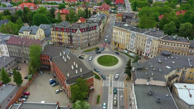 Plac Jagielly Roundabout Klodzko Rondo Aerial View Poland