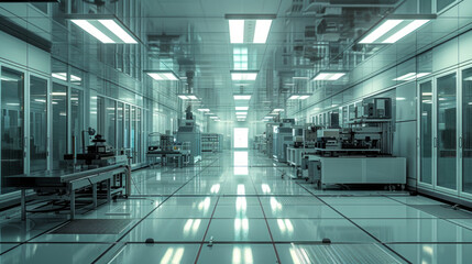 A semiconductor fabrication plant with cleanrooms and precision equipment, awaiting the next round of chip production