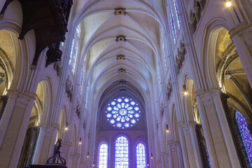 The soaring interior of a gothic church